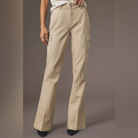 Paige Dion Cargo Pants Size 28 Vintage Sand Full Length Wide Leg Cotton Casual - Picture 6 of 16
